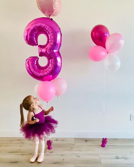 3 Balloon Numbers Birthday Decorations, 40In Rose Purple Balloons - Image 4