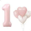 Pink 1 Balloon Number Pastel Pink 1st Birthday Party Decorations by Unknown