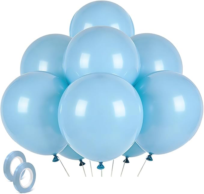 Pastel Blue Latex Party Balloons 30 Pack 18 inch Round Light Blue Balloons by BOMSI