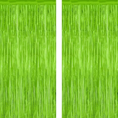 ZATAYE 2 Pack Grass Green Christmas St Patricks Foil Curtain Decorations by ZATAYE