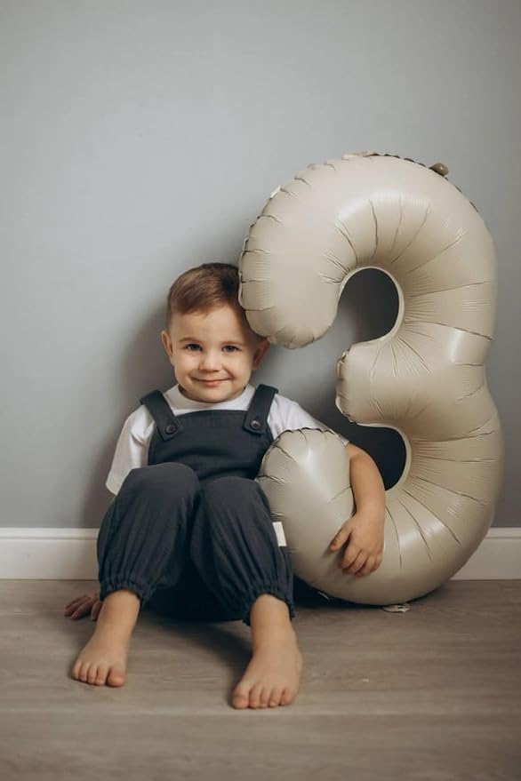 5 Balloon Numbers Birthday Decorations, 40In Cream Balloons - Image 5