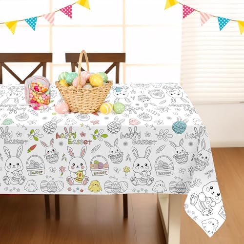 Childom 1 Pack Easter Tablecloth Coloring Tablecloth,Easter Decorations Crafts for Kids,54 x 108 Inch Disposable Paper Table Cover,Giant Coloring Poster for Gifts Games Activities Holiday Party Favors - Image 3