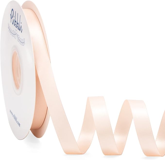Ribbli Champagne Pink Satin Ribbon Double Faced Satin 1/2 inch x Continuous 50 by Ribbli