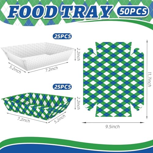 50 Pcs Golf Party Food Trays - Disposable Paper Food Boats, 2 Designs - Image 2