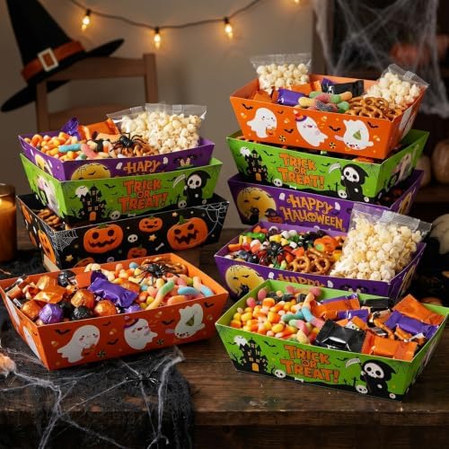 48Pcs Halloween Party Supplies, Halloween Paper Food Trays - Image 4