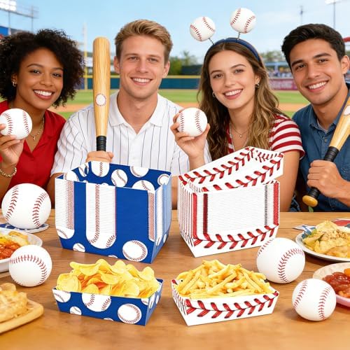 50 Pcs Baseball Party Decorations, Disposable Food Tray, 2 Designs - Image 6