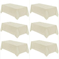 VidaFete Tablecloth 6 Pack 90 * 132inch Rectangle Table Cloth Polyester, Stain Wrinkle Resistant Polyester Dining Table Cover for Kitchen Dinning Party Wedding Rectangular Buffet Decoration(Ivory)