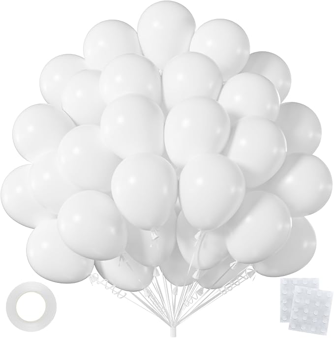 50pcs 12 Inch Helium Matte White Latex Balloons | Premium Quality White Balloons by OWPFJG