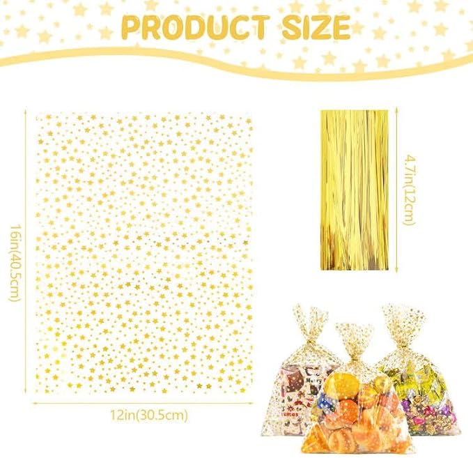 COQOFA Clear Cellophane Treat Bags - Image 2