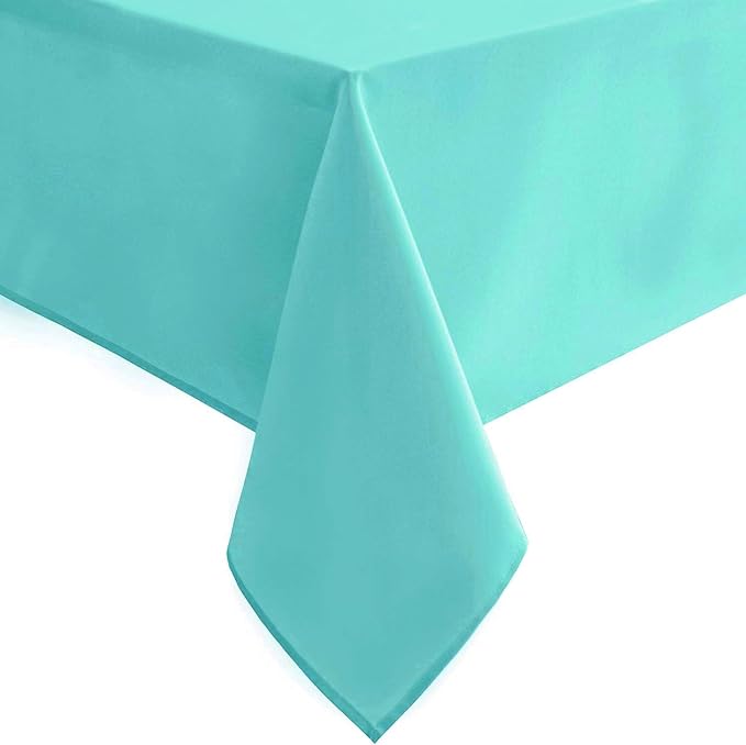 Hiasan Light Blue Square Tablecloth - Waterproof and Spillproof Restaurant Washable Polyester Table Cloth for Dining Room, 54 x 54 Inch
