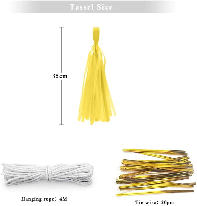 Yellow Tissue Paper Tassel Garland DIY Hanging Paper Decorations - Image 2
