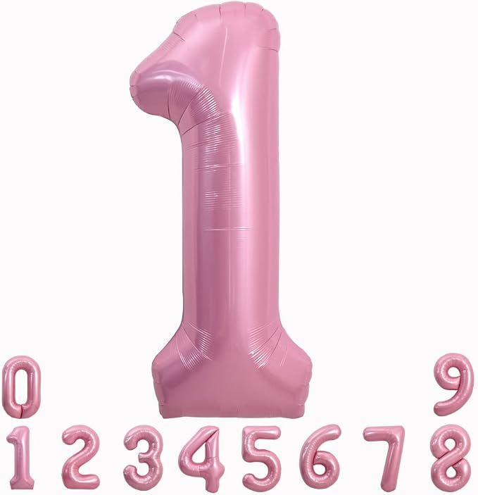 TONIFUL 40 Inch Pink Number 1 Balloons Large Foil 1st Birthday Decorations | by TONIFUL