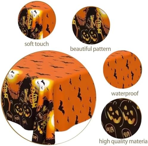 4 Pack Halloween Tablecloth with Banner Hanging Decorations, 54x72 Inch Rectangle Plastic Table Cover Halloween Indoor Outdoor Indoor Decor Party Supplies - Image 3