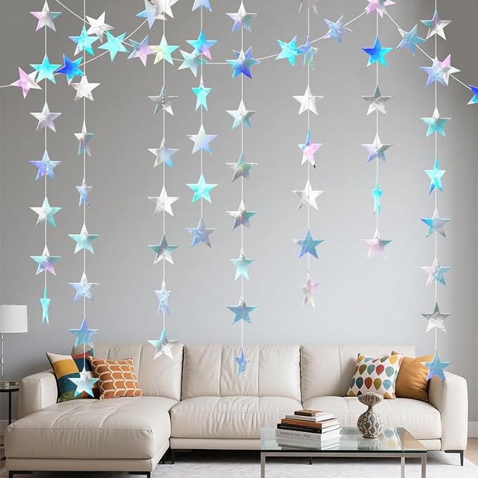 Iridescent Shining Star Hanging Garland Iridescent Hanging Sparkling Star - Image 7