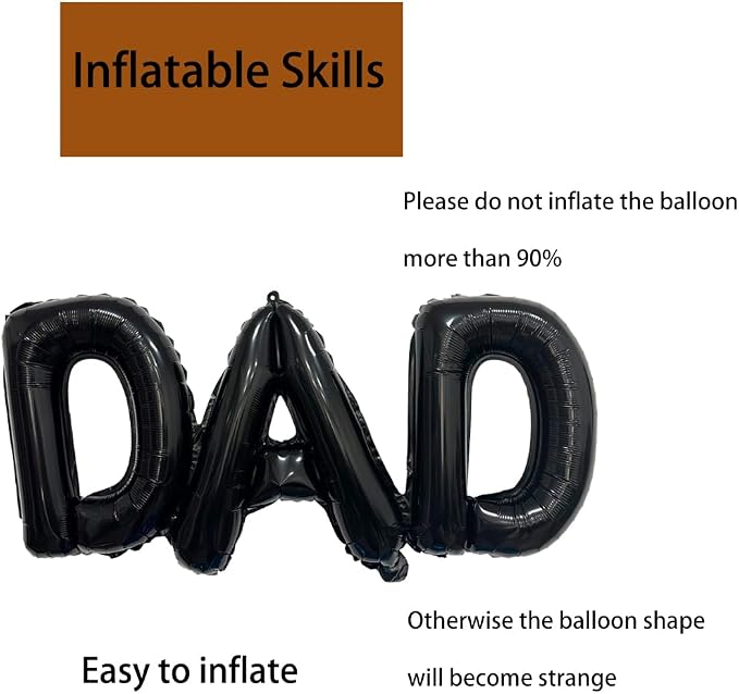 Black Dad Balloons Father's Day Balloons Conjoined Dad Foil Balloon Letter - Image 5