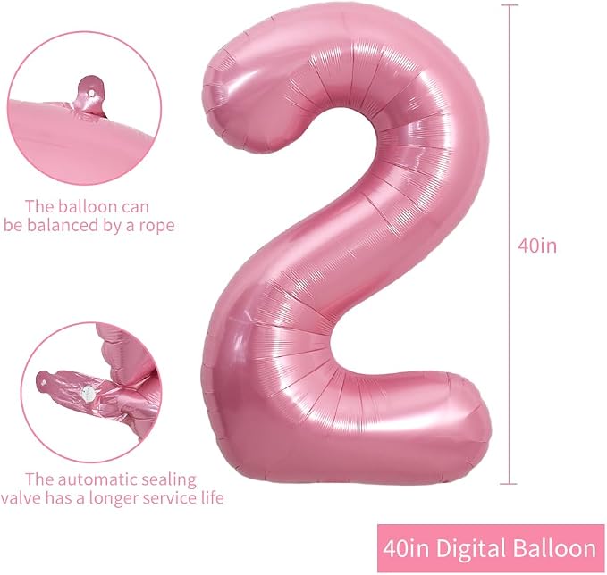 TONIFUL 40 Inch Pink Number 21 Balloon Large Foil 21st Birthday Decorations | - Image 2