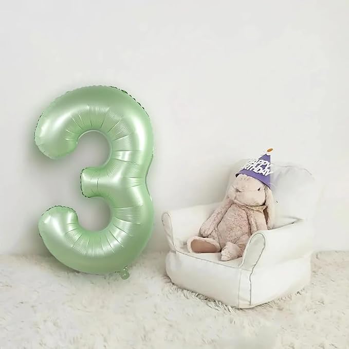 7 Balloon Numbers Birthday Decorations, 40In Sage-Green Balloons - Image 5