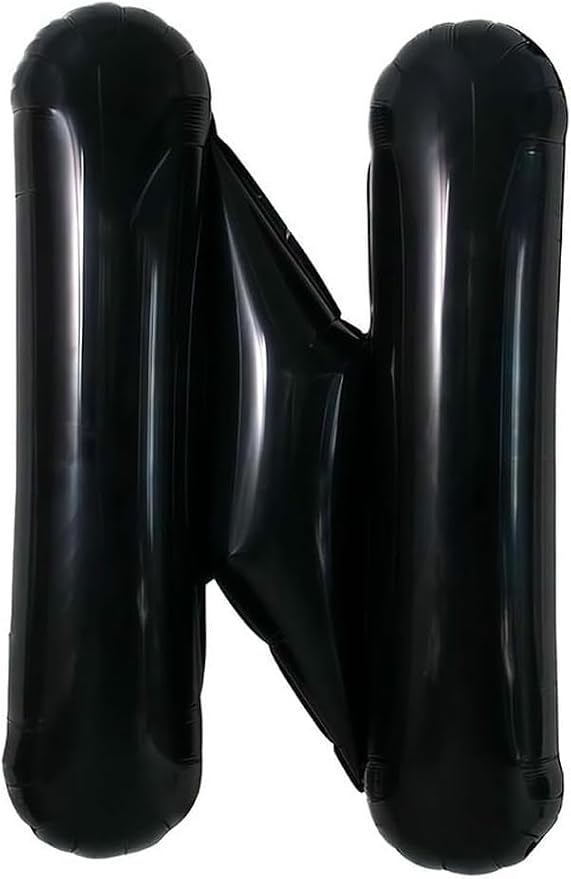 40 Inch Black Letter N Foil Balloon, Large Jumbo Mylar Helium Alphabet Balloon - Image 2