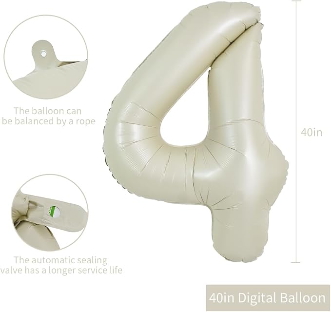 TONIFUL 40 Inch Cream White Large Numbers Balloon 0-9 Birthday Party Decorations - Image 2