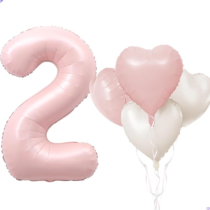 Pink 2 Balloon Number Pastel Pink 2nd Birthday Party Decorations by Unknown