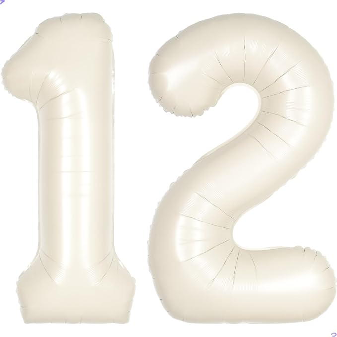 Cream White Number 12 21 Balloon by Unknown