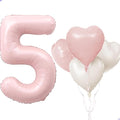 Pink 5 Balloon Number Pastel Pink 5th Birthday Party Decorations by Unknown