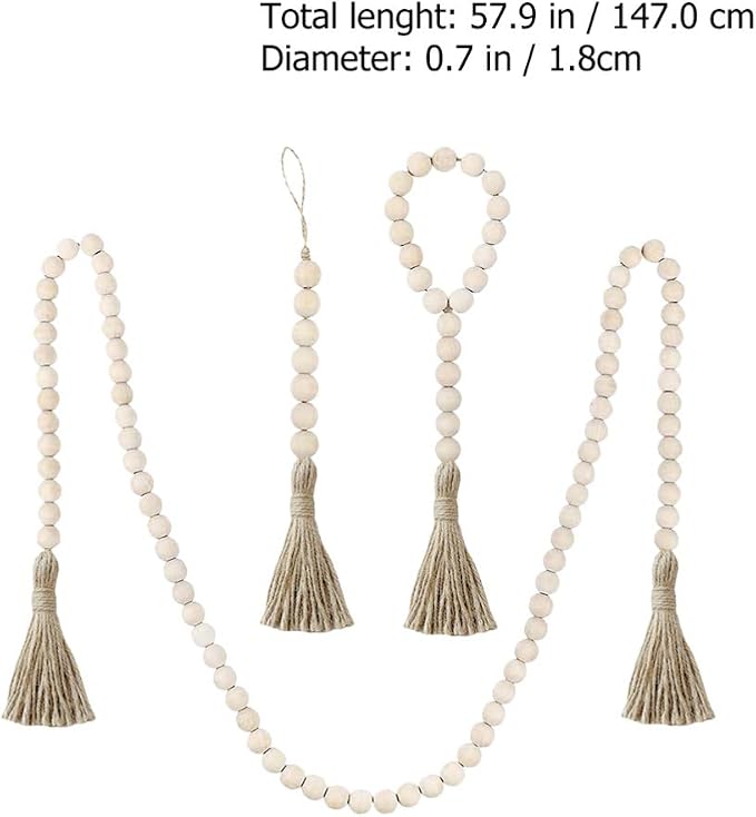 IMIKEYA Wooden Beads Garland: 3PCS Farmhouse Wood Bead Garland - Image 9