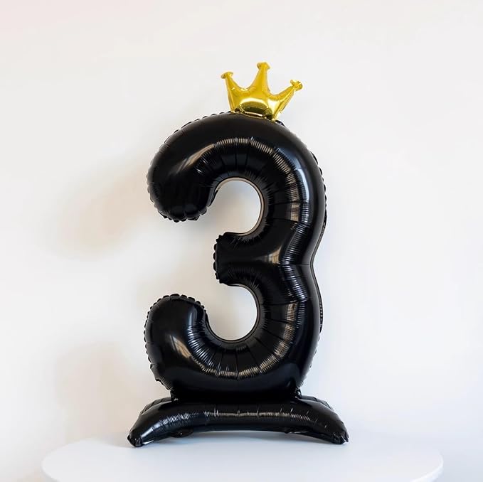 Black Crown Number 7 Balloon Standing Black Princess Digital 7 Foil Balloon | - Image 5