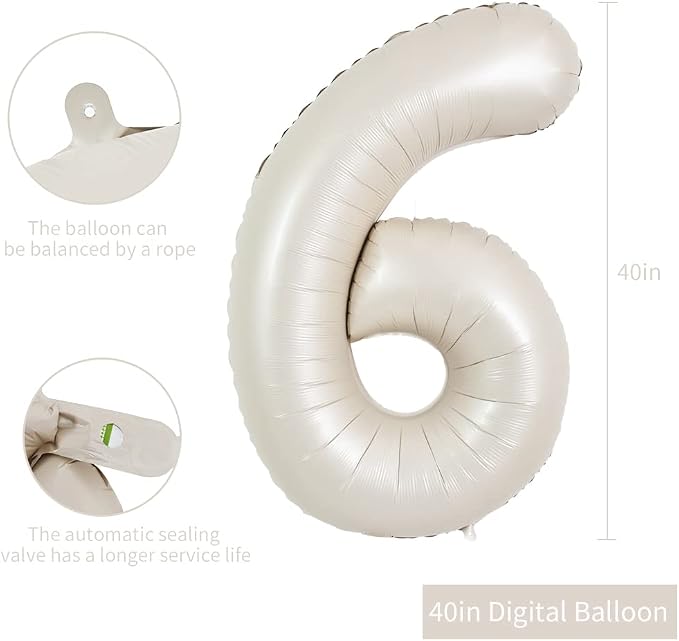 TONIFUL 40 Inch Cream White Large Numbers Balloon 0-9 Birthday Party Decorations - Image 2