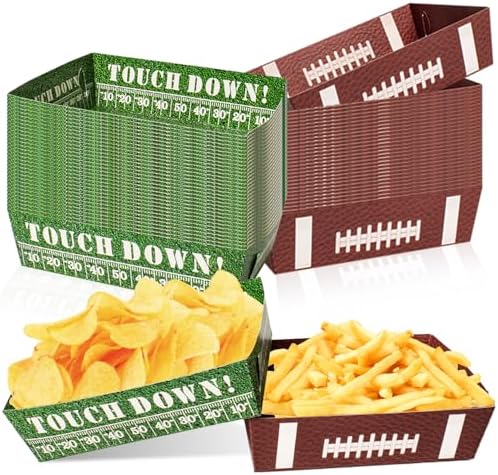 50 Pcs Football Party Decorations, Disposable Food Tray, 2 Designs by Actilize