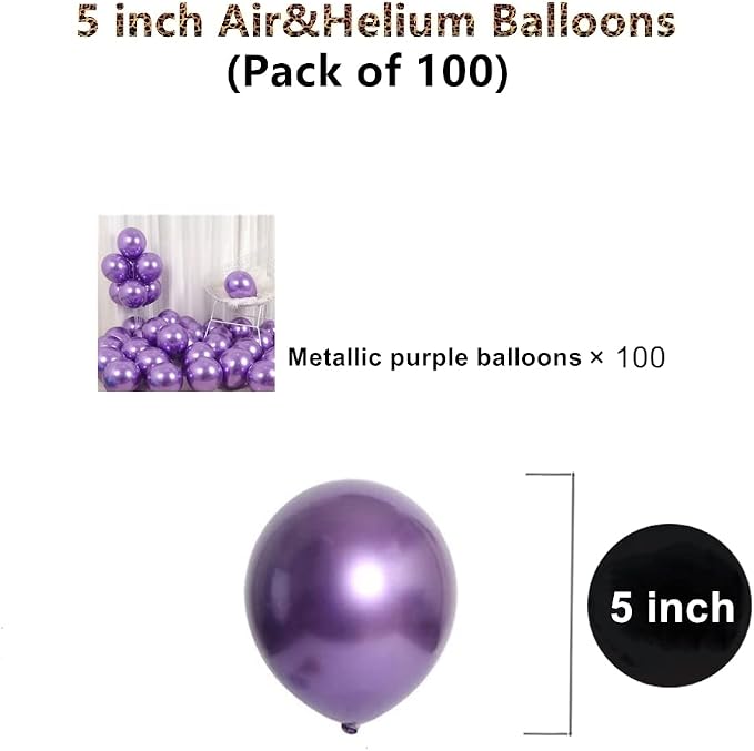 5 inch Metallic Purple Balloons - Image 2