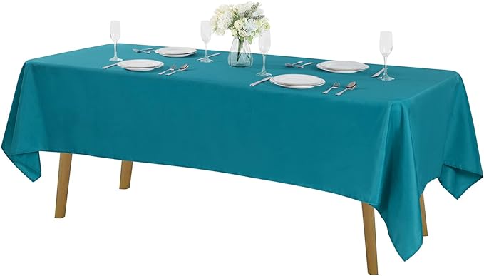 Rectangle Tablecloth 60x120 inch Washable Polyester Fabric Table Cloth for Wedding Party Dining Banquet Decoration（60x120, Teal）