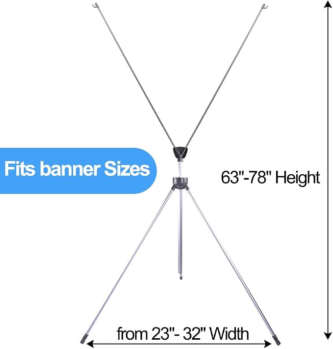 Adjustable X Banner Stand Fits Any Banner Size Width 23" to 32" and Height 63" - Image 3