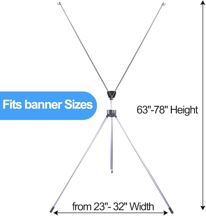 Adjustable X Banner Stand Fits Any Banner Size Width 23" to 32" and Height 63" - Image 2