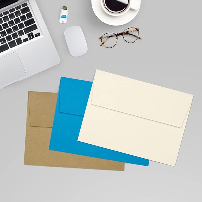 LUXPaper A7 Invitation Envelopes | Peel & Press | 5 1/4" x 7 1/4" | Natural | 80lb. Text | 30% Recycled | 250 Qty