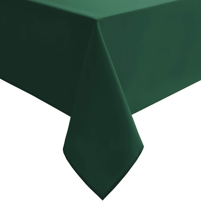 Hiasan Rectangle Tablecloth - Waterproof Washable Fabric Table Cloth for Wedding, Banquet, Gathering and Dining Room, 90 x 156 Inch, Hunter Green