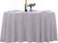 Ascoza 2pack 120 Inch Silver Round Tablecloth in Washable Polyester Fabric for Wedding/Banquet/Restaurant/Parties