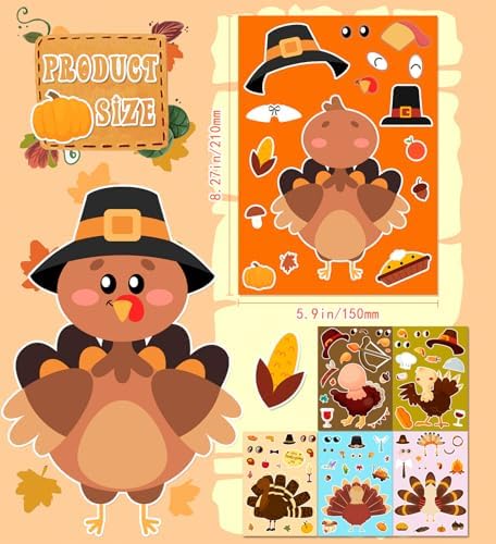 Thanksgiving Stickers for Kids, Thanksgiving Crafts Party Supplies for Kids - Image 3