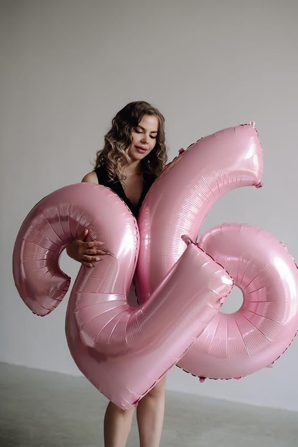 16 Balloon Number 40 Inch Pastel Pink Balloons - Image 4