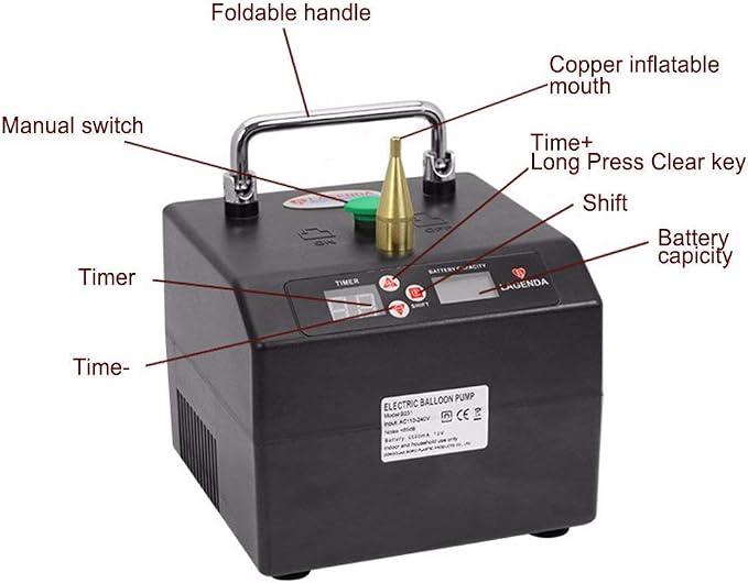 Lagenda B231 Electric Air Inflator Singel Nozzle Digital Timer Electric Balloon - Image 4