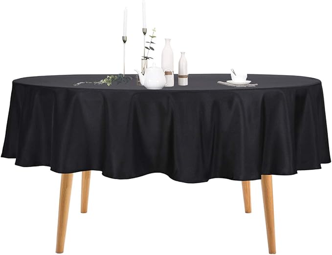 Ascoza 2pack 60 Inch Black Rectangular Tablecloth in Polyester Fabric for Wedding/Banquet/Restaurant/Parties