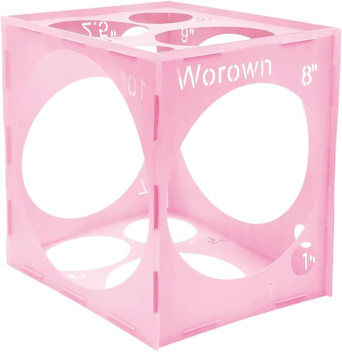 Worown 14 Holes Collapsible Pink Plastic Balloon Sizer Box, 1-10 Inch Balloons by Worown