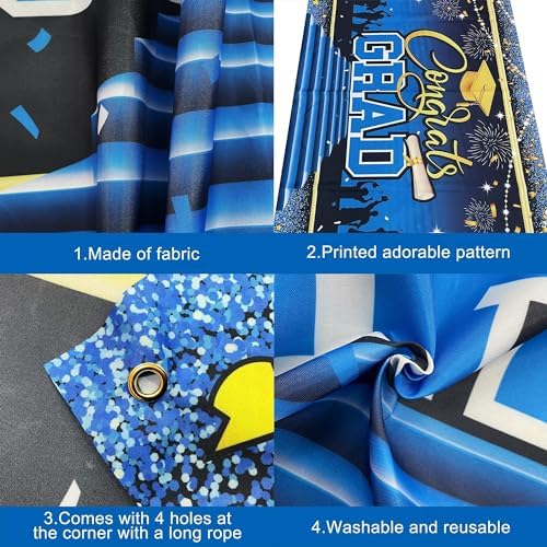 KatchOn Blue Congrats Grad Banner 72x44 Inch | 2026 Graduation Backdrop - Image 9