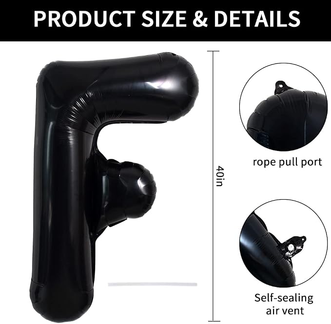 TONIFUL 40 Inch Large Black F Letter Balloon - Image 2