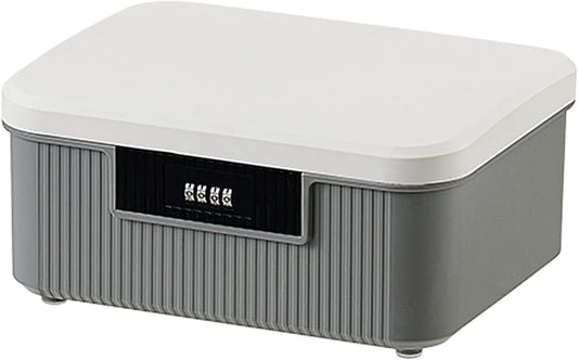 Lockable Storage Container Bin 2.3Gallon / 9L, 2 Layer Combination Lock Box Medicine Case Container for Personal Private Items, Medicines, Food, Snacks, Locking Cell Phone Smart Device Jail (Gray)