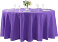 132 inch Round Tablecloth Washable Polyester Table Cloth Decorative Table Cover for Wedding Party Dining Banquet（132 inch,Purple）