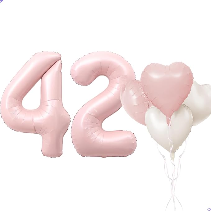 Pink 42 Balloon Number Pastel Pink 42th Birthday Party Decorations by Unknown