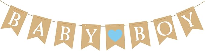 Baby Boy Banner for Party Decorations – It’s a Boy Sign, Rustic Garland by SUWOW