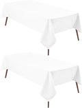 Hiasan 2 Pieces White Rectangle Tablecloth - Waterproof and Spillproof Restaurant Washable Polyester Table Cloth for Dining Room, 52 x 70 Inch
