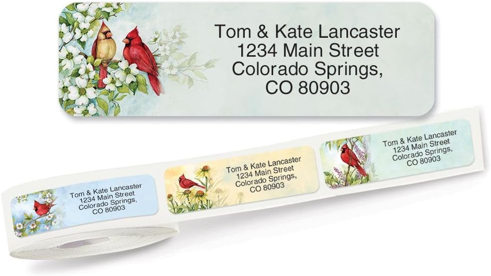 Colorful Images Year of Remembrance Rolled Personalized Return Address Mailing Labels with Dispenser, 5 Designs, Set of 500, Small ¾ x 2½ Inch Size, Custom Self-Adhesive Sticker Roll